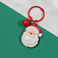 Grand porte-clés Père Noël avec clochette rouge et breloque en résine 3D - Tête de Père Noël (D)