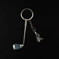 Porte-clés en métal argenté avec pendentifs club de golf et volant de badminton - Club de Golf Et Volant