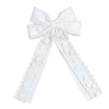 Barrette à cheveux élégante en dentelle blanche avec nœud et rubans pour femmes - Blanc