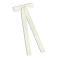 Elegante pinza para el pelo de satén blanco crema con cintas largas sobre fondo blanco - Beige