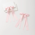 Pinzas para el pelo con lazo de satén rosa y cintas largas para mujer, set de dos - Rosa