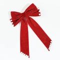 Elegant red velvet bow hair clip with faux pearls and sparkling glitter for women - Red