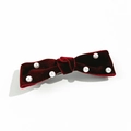 Handmade burgundy velvet bow hair clip with white pearls and durable metal spring clip - Burgundy