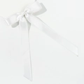 Barrette à nœud élégante en satin blanc avec bords festonnés décoratifs pour femmes - Blanc