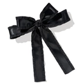Dettaglio elegante fermaglio per capelli in raso nero con bordi a balze e nastri - Nero