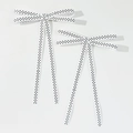 Detalle de pinzas para el cabello con lunares negros y cintas largas de estilo coreano - Lunares Blanco y Negro
