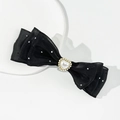 Detalle de pinza de pelo de lazo negro multicapa con perla de corazón y diamantes - Negro