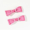 Detalle de pinzas para el pelo con lazo rosa, borde de encaje blanco y textura - Estilo 1