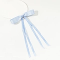 Fiocco per capelli a scacchi blu chiaro con nastri lunghi per uno stile dolce - Blu