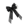 Barrette élégante avec grand nœud noir en tulle et satin à longs rubans fluides - Noir
