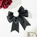 Lazo para el pelo de satén negro estilo gótico lolita con corazón blanco y encaje elegante - Negro