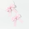 Set van twee zachtroze satijnen haarklemmen met strik en elegante lange linten - Roze (Paar)