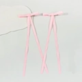 Juego de dos pinzas para el pelo con lazo rosa de lunares y cintas largas de estilo dulce - Rosa