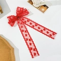 Eleganter roter Spitzen-Haarclip mit Schmetterlings-Jacquard-Band auf weißem Grund - Rot