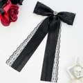 Fermaglio per capelli in pizzo nero gotico con cuore di cristallo e stile dark - Nero