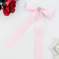 Fiocco per capelli in pizzo rosa con strass a cuore in stile estetico lolita - Rosa