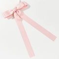 Barrette nœud en satin rose avec longs rubans pour femmes, accessoire cheveux élégant et chic - Rose