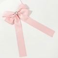 Barrette à cheveux élégante en ruban de soie rose avec cœur en strass argenté brillant - Rose