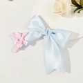 Pince à cheveux élégante à double nœud en satin bleu clair et rose pour femme - Bleu