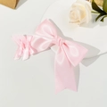 Ensemble de barrettes à nœuds en satin rose avec un grand et deux petits modèles - Rose