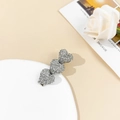 Elegante pinza para el pelo con corazones plateados y brillantes en un plato de cerámica - Estilo Corazón Plateado Brillante (1#)