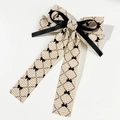 Elegante fermaglio per capelli a fiocco pied-de-poule con nastro di seta nero - Stile Pied de Poule Beige (2#)