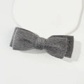 Elegant grey faux fur bow hairclip with soft plush texture for a sweet autumn look - Gray