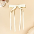 Elegante pinza de pelo de satén crema con cintas largas para un estilo Balletcore - Beige