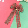 Christmas red plaid bow hair clip with golden bell and ribbons on a festive background - 2# Long Streamer Style