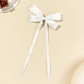 Barrette à nœud élégante en satin blanc avec longs rubans pour un style balletcore - Blanc