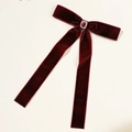 Détail du nœud papillon en velours bordeaux avec pierre précieuse rubis et strass - Bordeaux