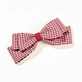 Dettaglio del fermaglio per capelli a fiocco a quadretti rossi e bianchi con bordi seghettati - Fiocco Quadri Rosso Bianco (Fermaglio Coccodrillo)