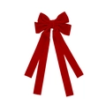 Elegante lazo para el pelo en terciopelo rojo con cuatro cintas largas sobre blanco - Rojo
