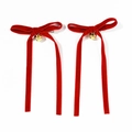 Pinzas para el pelo con lazo de terciopelo rojo y campanas para Navidad y Año Nuevo - Rojo
