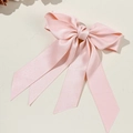 Elegante pinza para el cabello con lazo de satén rosa y cintas largas de seda - Rosa