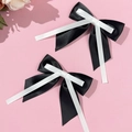 Japanse stijl zwart-witte satijnen strik haarspelden in een paar voor zoete styling - Zwart