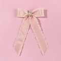Elegante Haarklammer mit rosa Satinschleife, Rüschenrand, Perle und Strassbesatz - Rosa