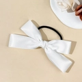 Elegante witte satijnen strik haarelastiek voor kapsels in balletstijl mode - Wit