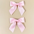 Süße hellrosa Haarklammern im Schleifen-Set mit glänzendem Satin-Finish für Mädchen - Rosa