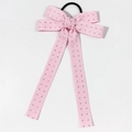 Rosa Haargummi mit Strass-Schleife, gewellten Kanten und schwarzem Gummiband - Rosa