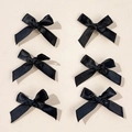 Set of 6 black silk texture ballet girl bow hair clips in a symmetrical matrix layout - Black