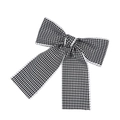 Classic black and white gingham plaid bow hair clip with elegant lace trim design - Black