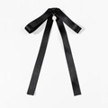Elegant black bow tie with pearl pendant for women, minimalist vintage style accessory - Black