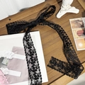 Detailaufnahme eines vintage schwarzen Spitzen-Haarbands mit feiner Blumenstickerei - Schwarz 4cm Breit 1.5m Lang