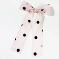 Fermaglio per capelli a fiocco in tulle rosa a pois con nastri lunghi stile rétro - Rosa