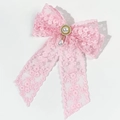 Eleganter rosa Spitzen-Haarclip mit Perlen-Cluster und tropfenförmigem Anhänger - Rosa