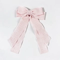 Pinza para el pelo con lazo de lino rosa y cintas largas, accesorio elegante para mujer - Rosa (1#)
