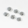 Set of six silver metallic rose flower hair clips showing detailed 3D petal design - Silver Mini Roses