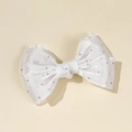 Elegante fermaglio per capelli a fiocco in rete bianca con strass per donna - Bianco