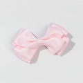 Fermaglio per capelli con fiocco rosa a doppio strato in raso dalla texture setosa - Rosa